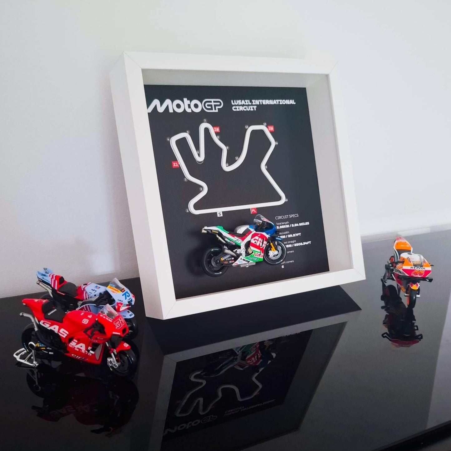 Lusail Circuit 3D Framed Moto Art: Qatar Racing Gift