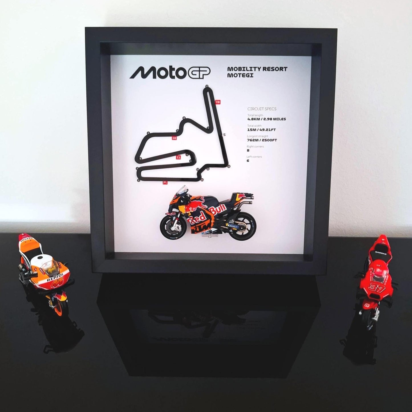 Motegi Moto Circuit 3D Framed Track Wall Art with Motorcycle Model – Japan Racing Gift