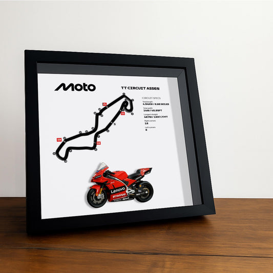 TT Circuit Assen 3D Framed Moto Art: Netherlands Racing Gift