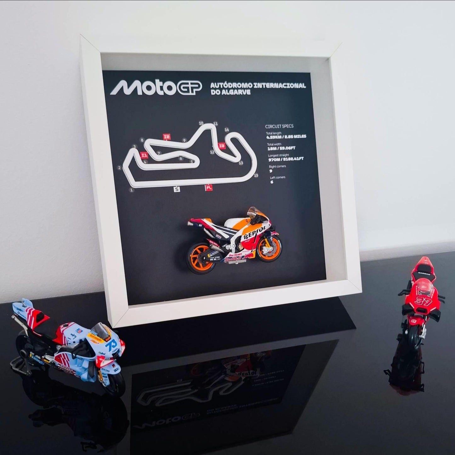 Algarve Moto Circuit 3D Framed Art: Motorcycle Racing Gift