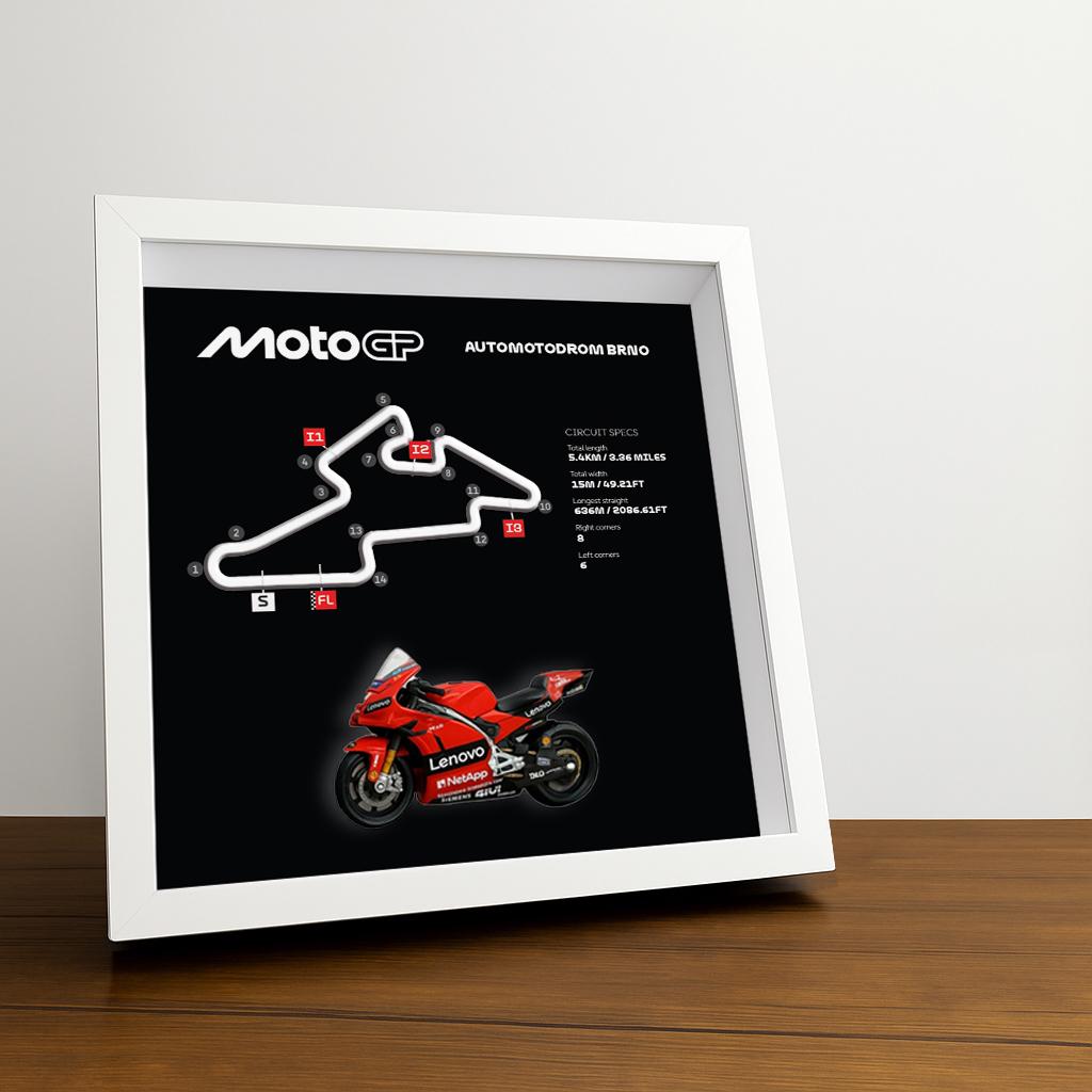 Brno Moto Circuit 3D Framed Wall Art: Czech Republic Racing Gift