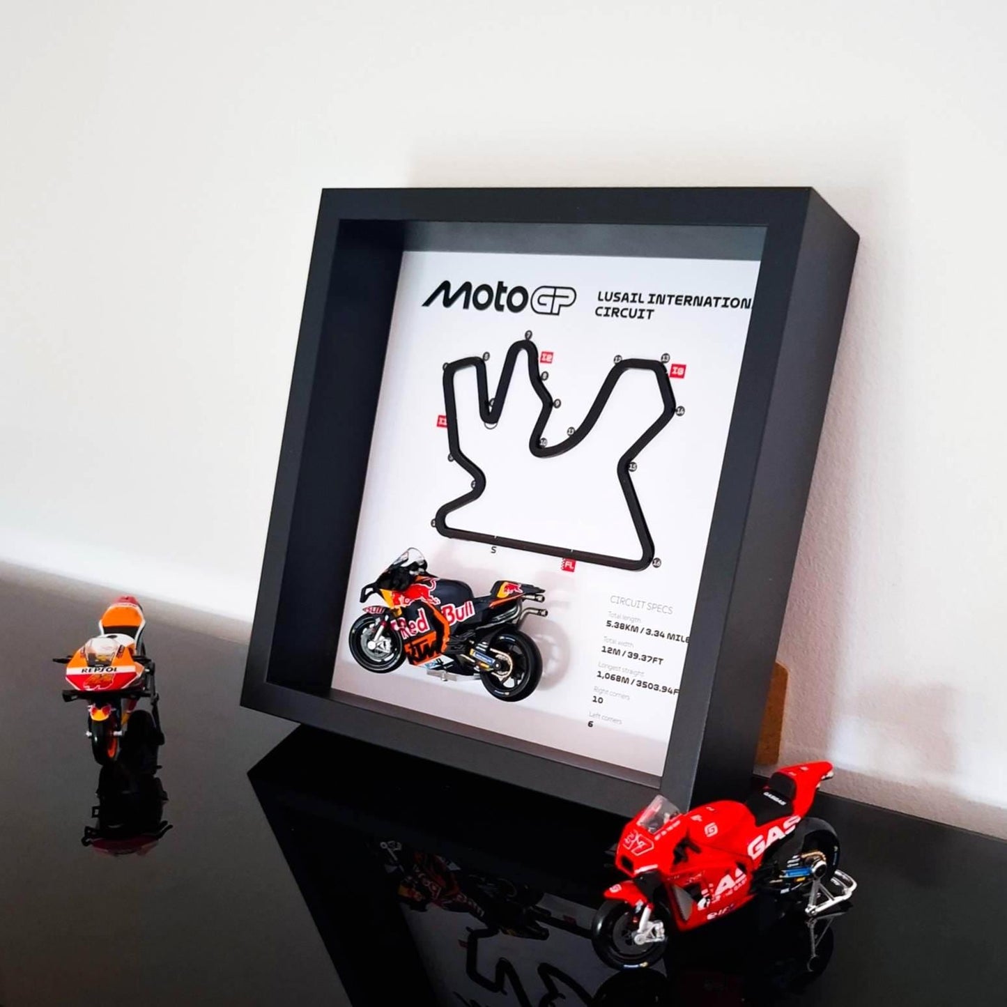 Lusail Circuit 3D Framed Moto Art: Qatar Racing Gift