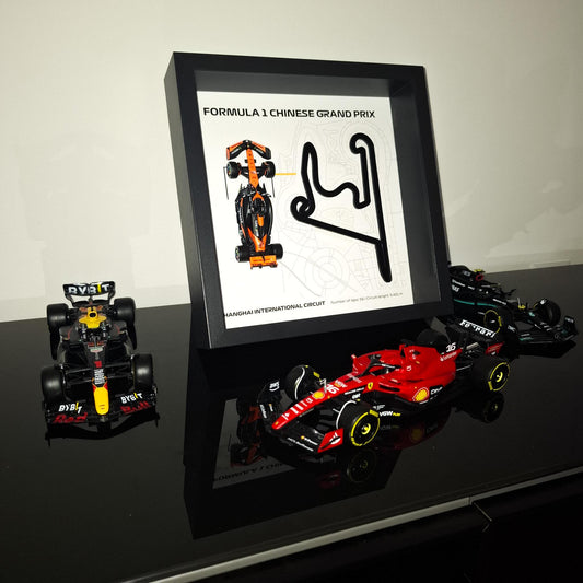 F1 Shanghai Framed 3D Art: Plexiglass 3D Track With Formula One Car Model