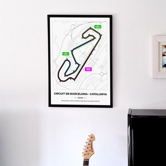 Framed F1 Catalunya Circuit Poster: Formula 1 Grand Prix Track Map