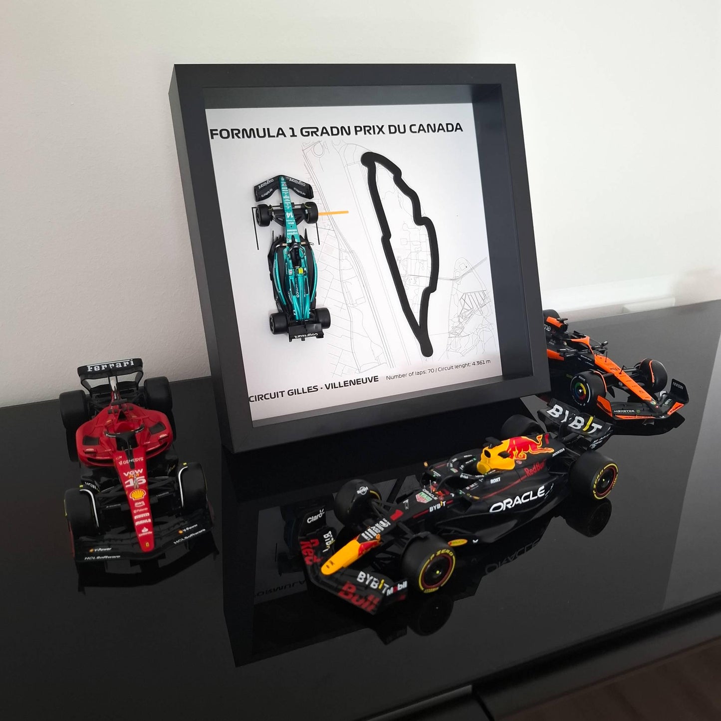 Canada F1 Framed Art: Canada Circuit, Plexiglass 3D Track With Formula One Car Model