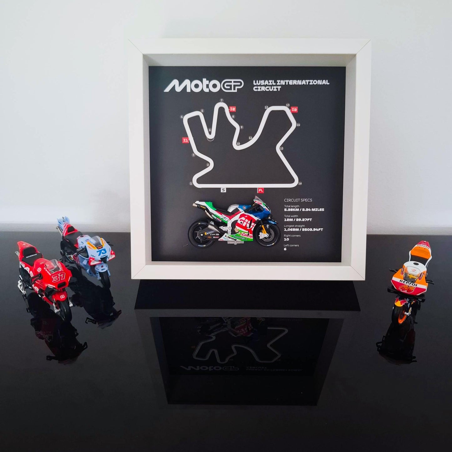 Lusail Circuit 3D Framed Moto Art: Qatar Racing Gift