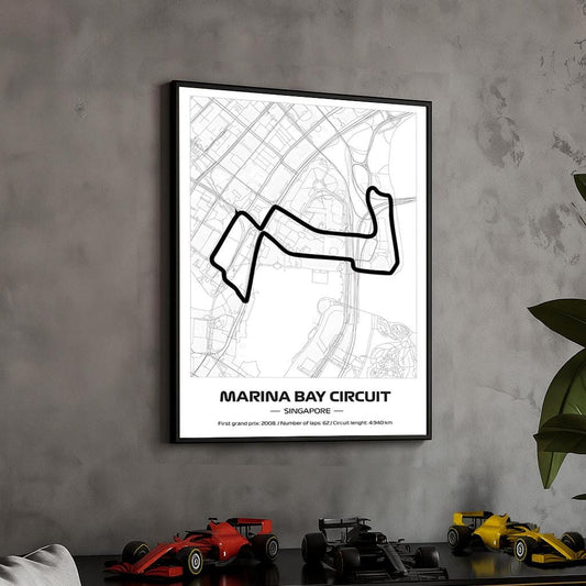 Framed Formula 1 Marina Bay Circuit Poster: Singapore Grand Prix - 50x70cm