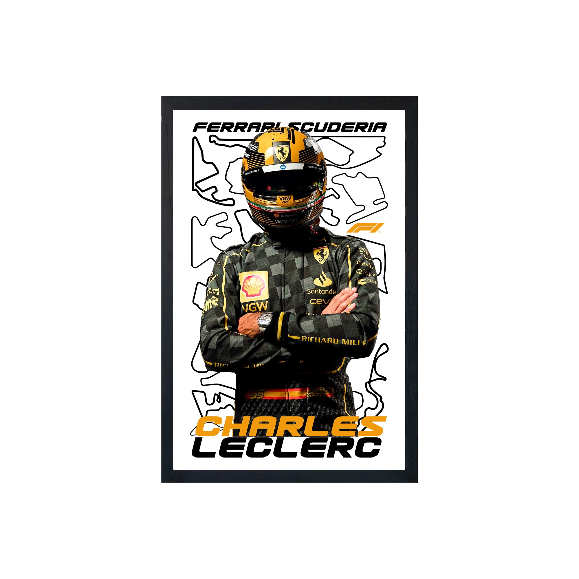 wall-art-framed-image-white-poster-formula-1-leclerc-f