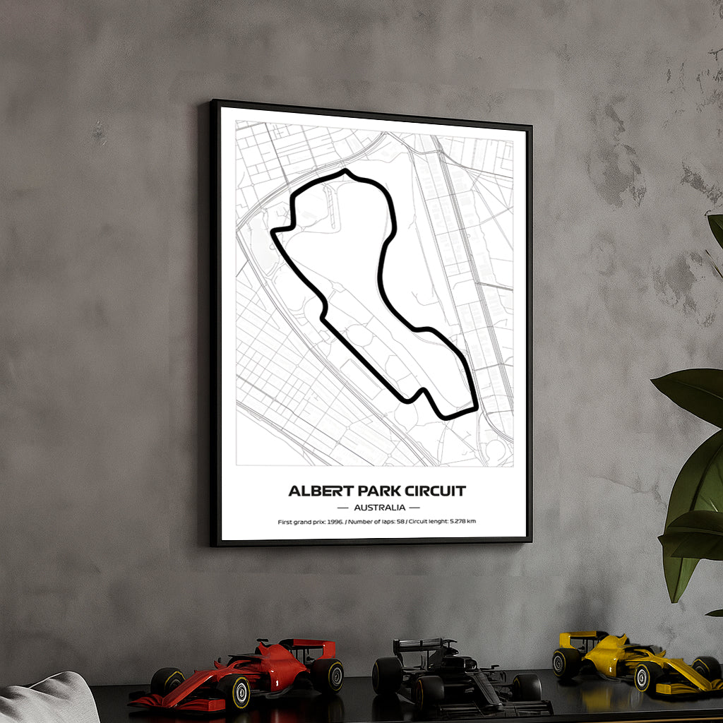 framed-formula-1-track-poster-2025-f1-grand-prix-circuit-map-albert-park-minimal-line-art-physical-motorsport-print-50x70cm