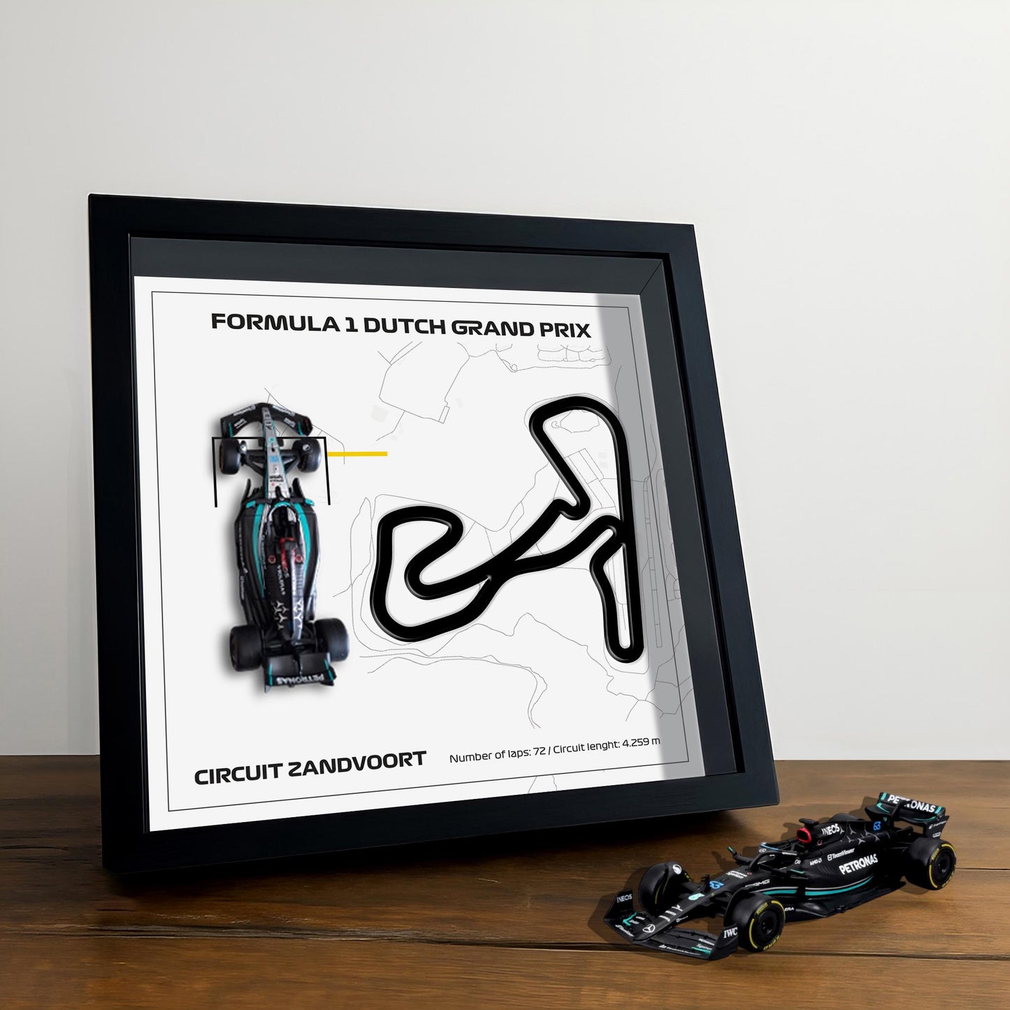 F1 Zandvoort - Dutch Framed 3D Art: Plexiglass 3D Track With Formula One Car Model
