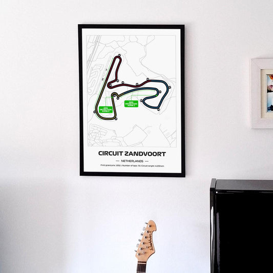 Framed F1 Zandvoort Circuit Poster: Formula 1 Grand Prix Track Map - 50x70cm