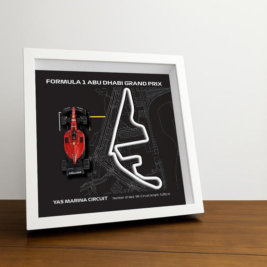 F1 Abu Dhabi - Yas Marina Circuit Framed Art: Plexiglass 3D Track with Formula One Car Model