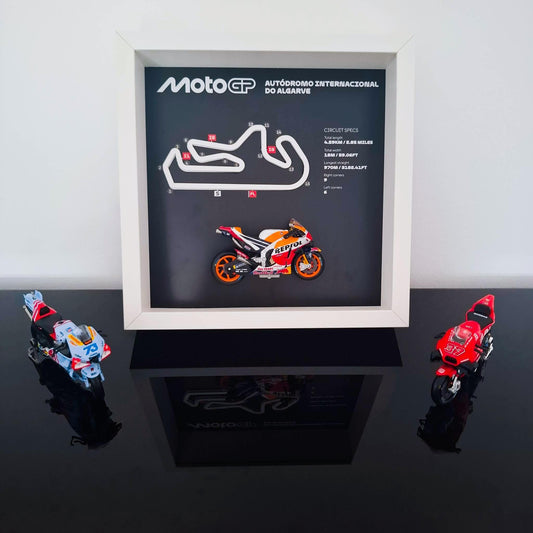 Algarve Moto Circuit 3D Framed Art: Motorcycle Racing Gift
