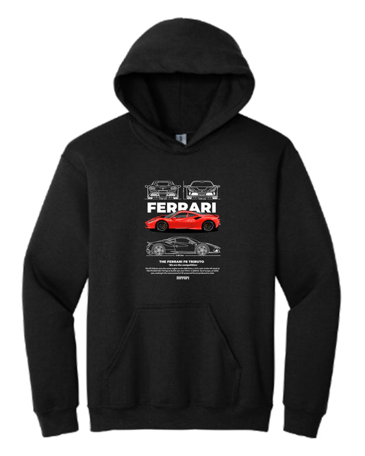 Ferrari F8 Tributo - White Hoodie (Various Colors and Sizes)