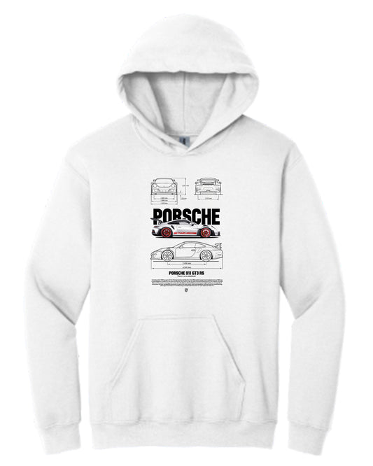 Gray Porsche 911 Gt3 2023 Hoodie (Various Colors and Sizes)