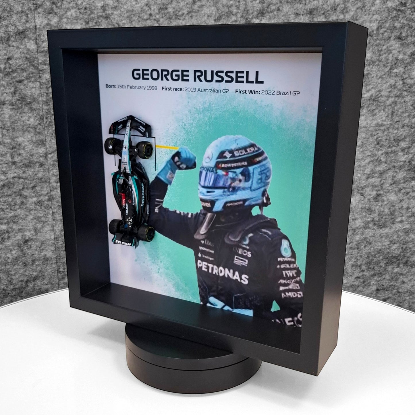 George Russell F1 Framed 3D Art: Formula One AMG Car Model