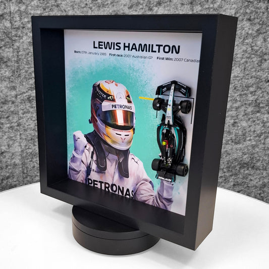 Lewis Hamilton F1 Framed 3D Art: Formula One AMG Car Model