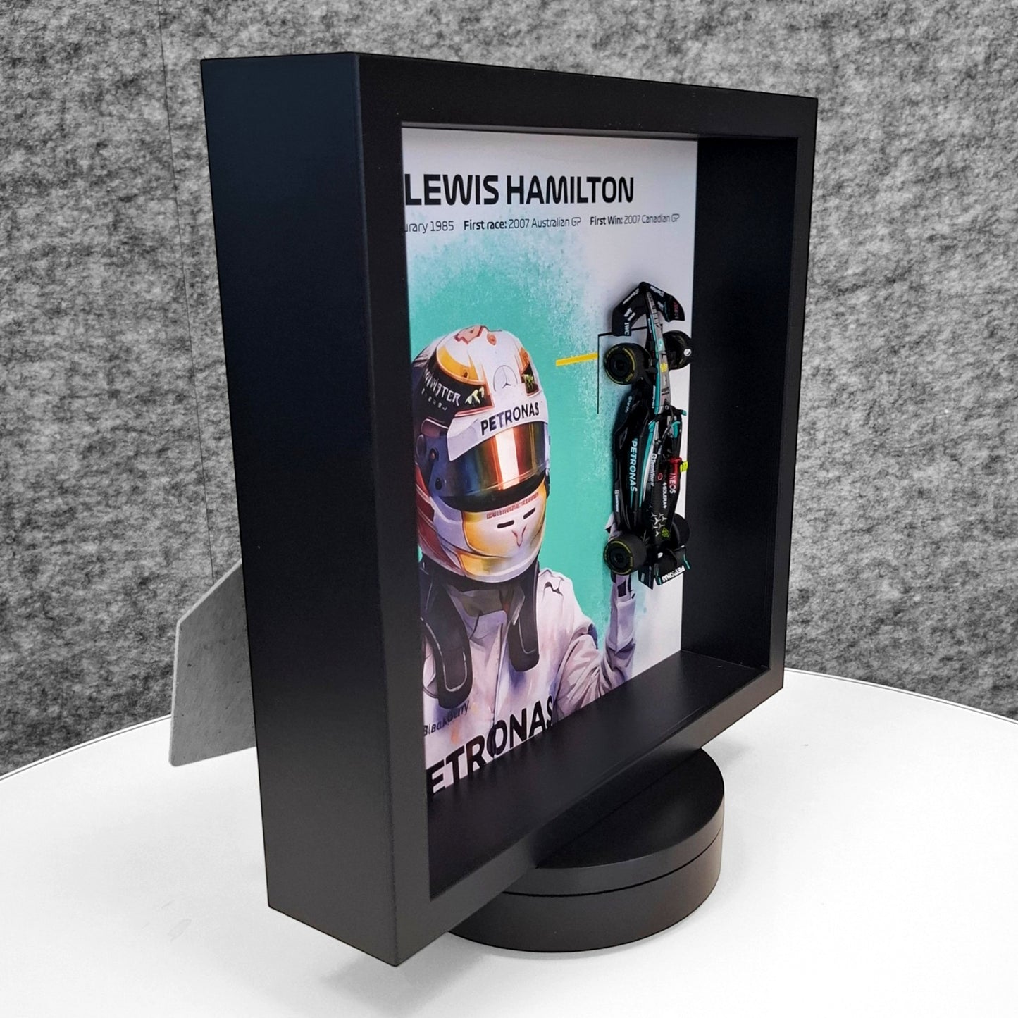 Lewis Hamilton F1 Framed 3D Art: Formula One AMG Car Model
