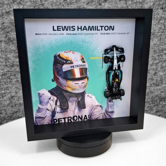 Lewis Hamilton F1 Framed 3D Art: Formula One AMG Car Model