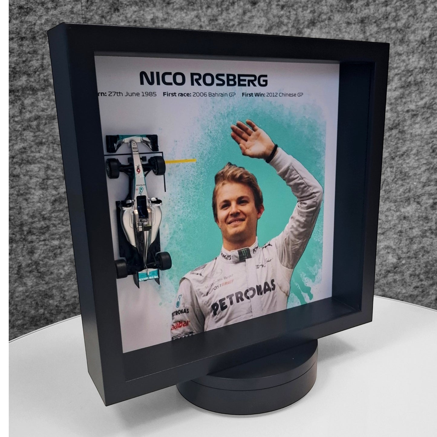 Nico Rosberg F1 Framed 3D Art: Formula One AMG Car Model