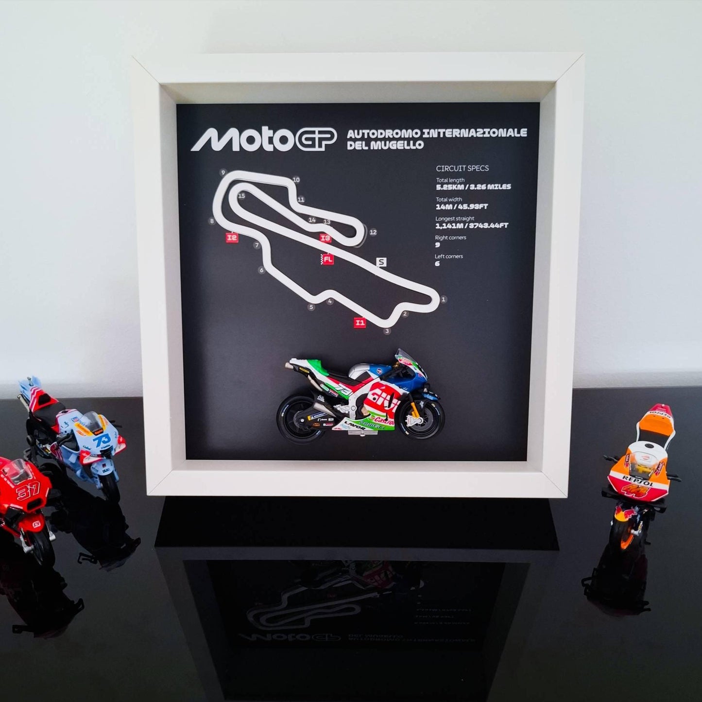 Mugello Moto Circuit 3D Framed Art: Italy Racing Gift
