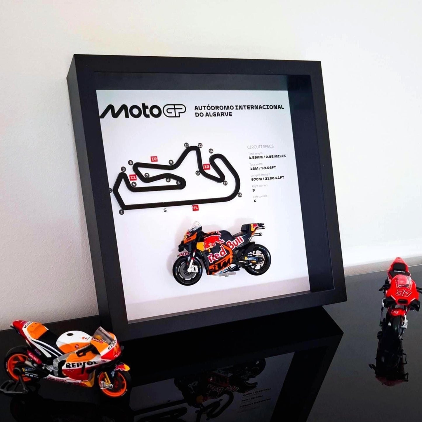 Algarve Moto Circuit 3D Framed Art: Portugal Racing Gift