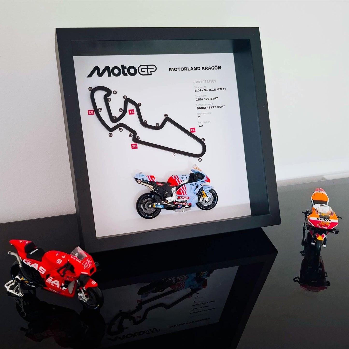 Motorland Aragón 3D Framed Track Art with Motorcycle Model