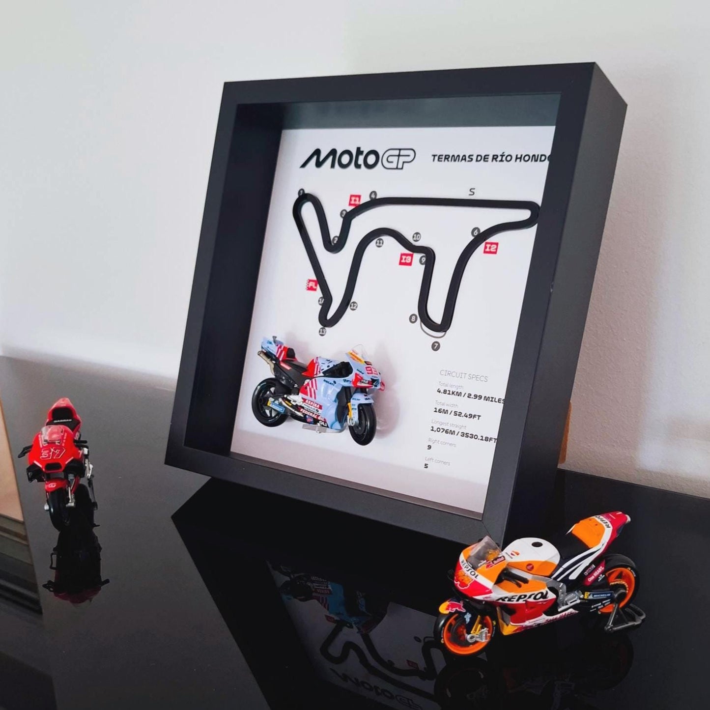 Termas de Río Hondo Moto Circuit 3D Framed Art: Racing Gift