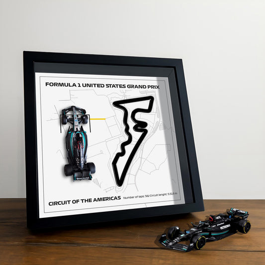 Framed F1 Art: Circuit of the Americas, 3D Plexiglass Track