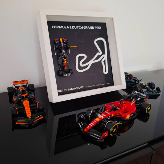 F1 Zandvoort - Dutch Circuit Framed Art: Plexiglass 3D Track with Formula One Car Model