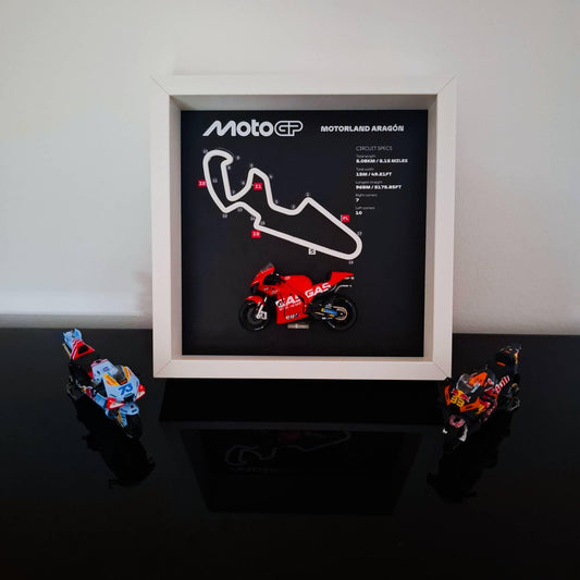 Motorland Aragón 3D Framed Track Art with Motorcycle Model