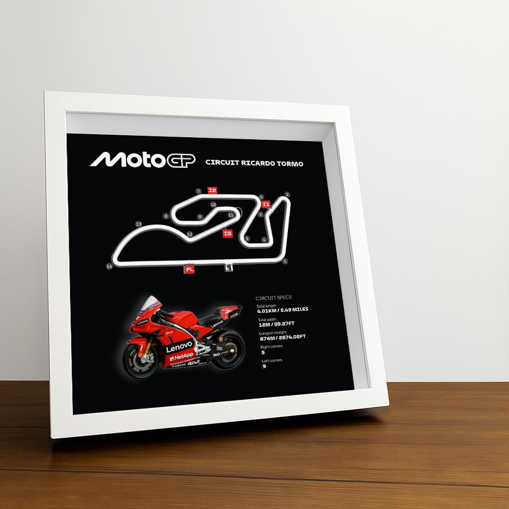Ricardo Tormo Moto Circuit 3D Framed Art: Spain Racing Gift