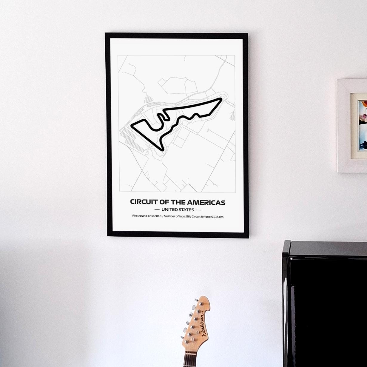 Framed F1 Austin Circuit Poster: Minimalist Motorsport Art (50x70cm)