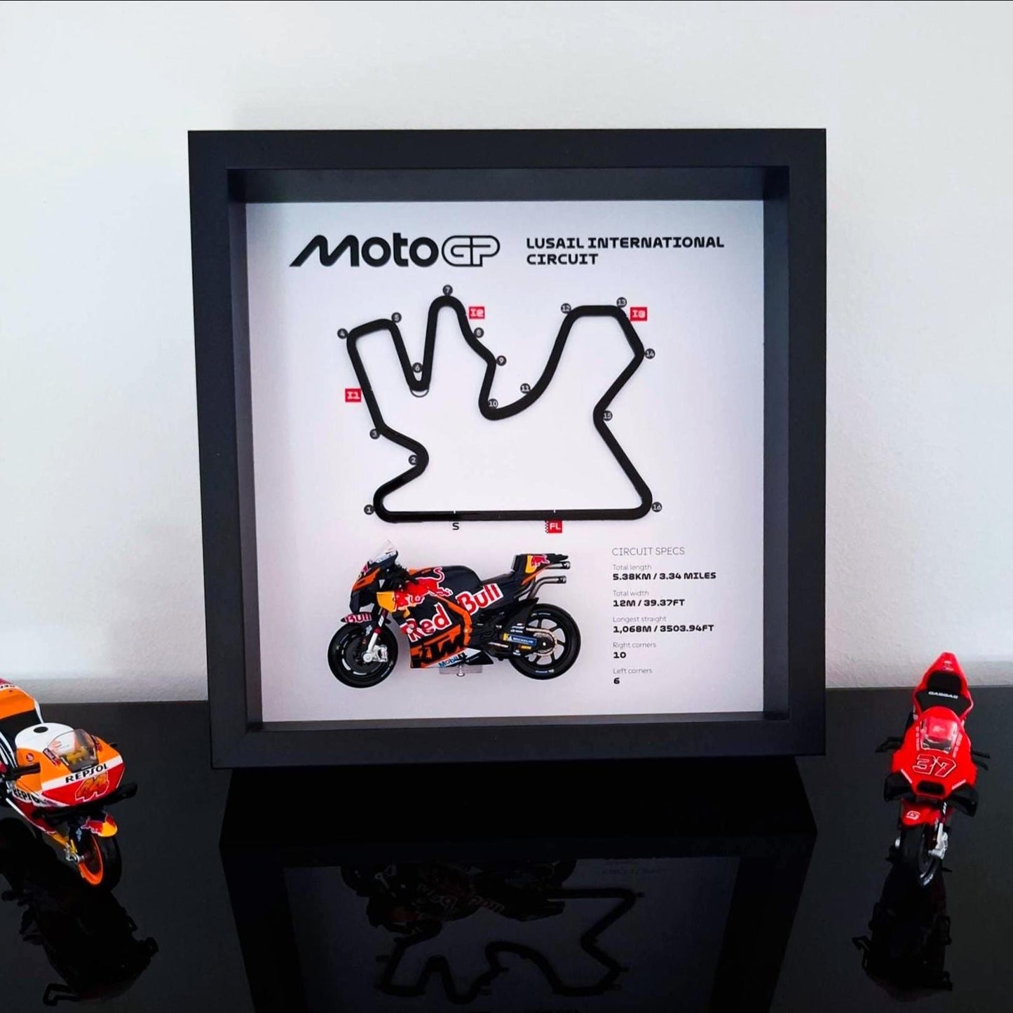 Lusail Circuit 3D Framed Moto Art: Qatar Racing Gift