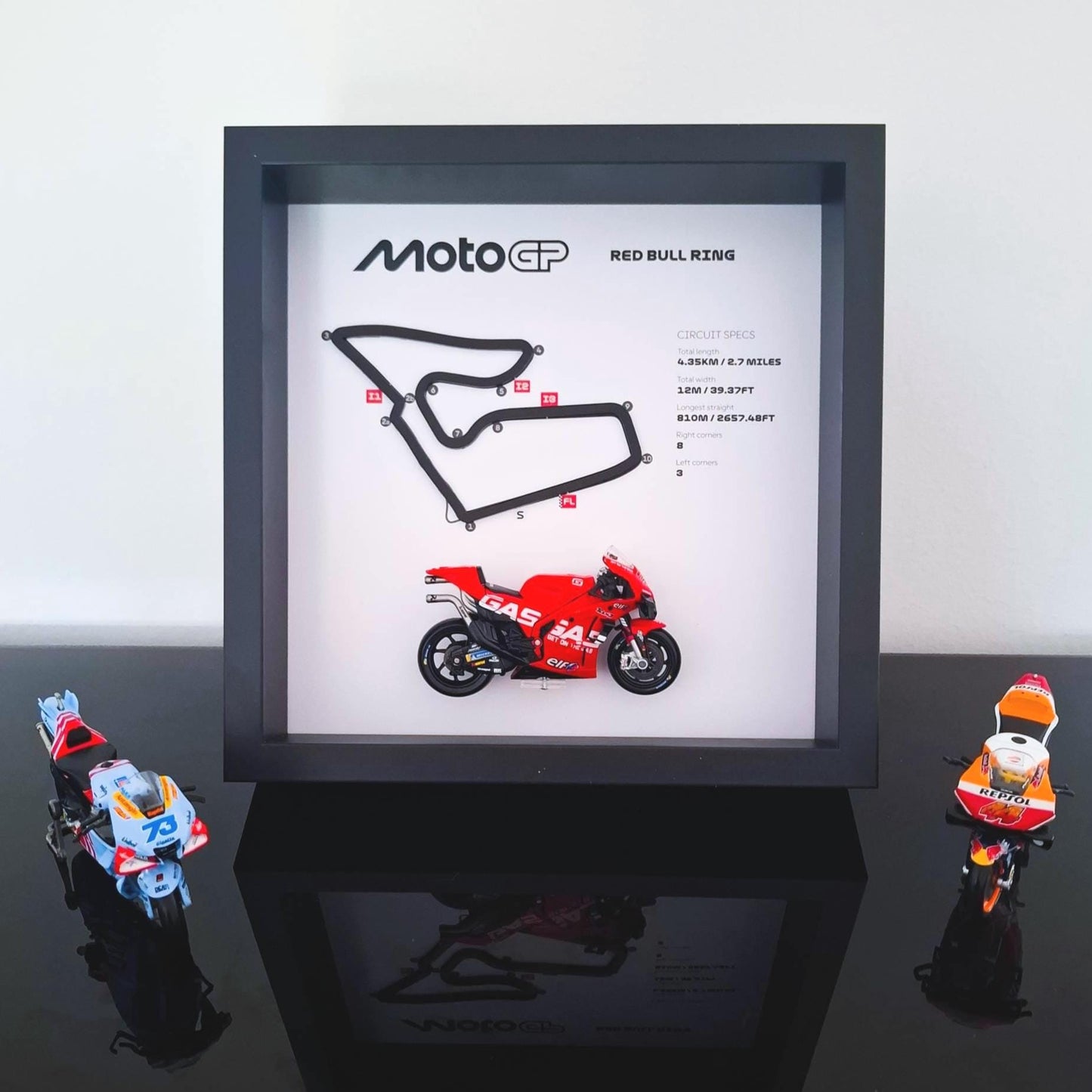 Red Bull Ring Moto Art: 3D Framed Track with Motorcycle Model