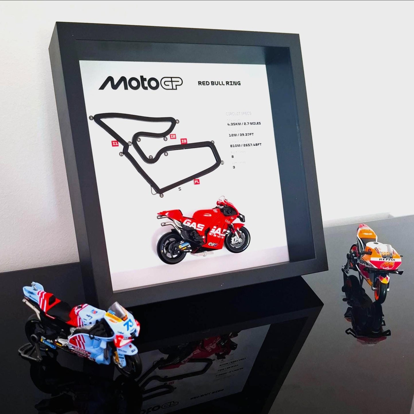 Red Bull Ring Moto Art: 3D Framed Track with Motorcycle Model