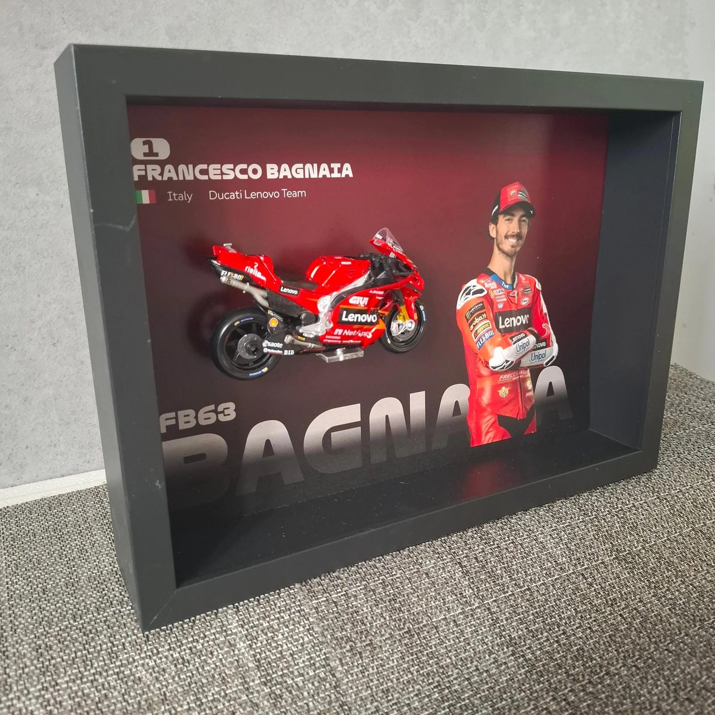 Francesco Bagnaia Moto Circuit 3D Framed Art