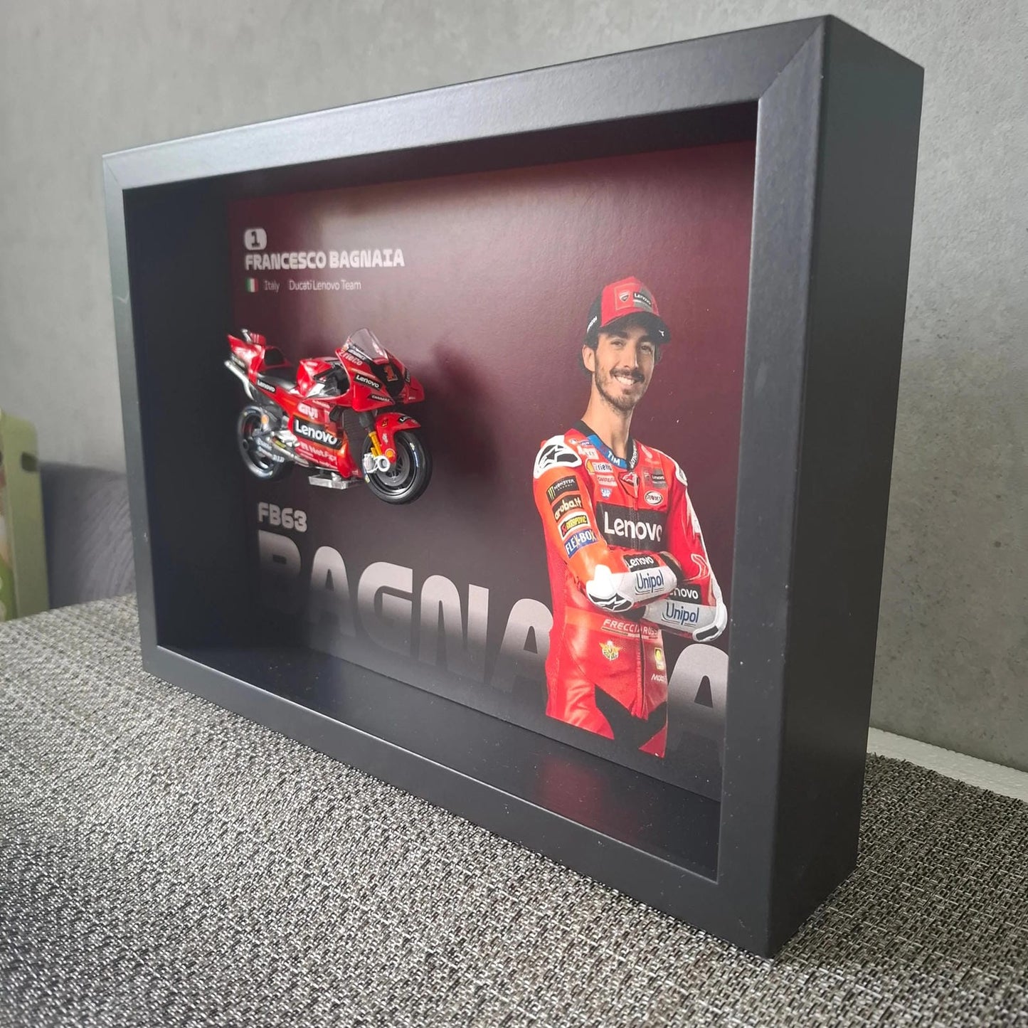 Francesco Bagnaia Moto Circuit 3D Framed Art