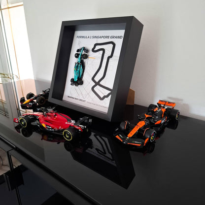F1 Singapore Framed 3D Art: Marina Bay Circuit, Plexiglass 3D Circuit with Formula One Car Model