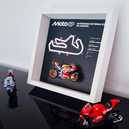 Algarve Moto Circuit 3D Framed Art: Motorcycle Racing Gift