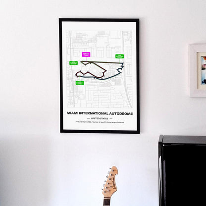 Framed F1 Miami Grand Prix Circuit Poster - Motorsport Wall Art (50x70cm)