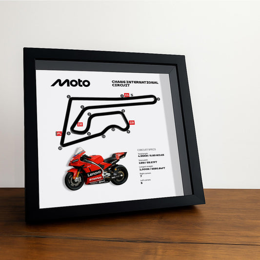 Chang International Circuit 3D Framed Wall Art: Moto Racing Gift