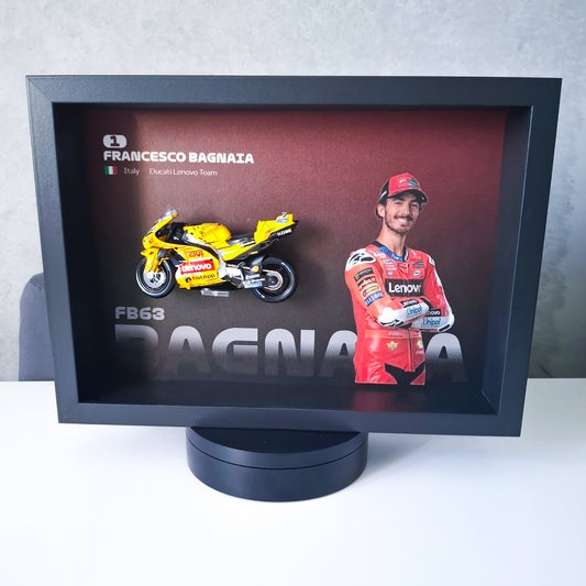 Francesco Bagnaia #1 Moto Circuit 3D Framed Art