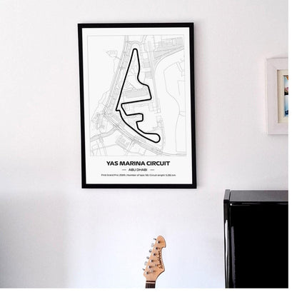 Framed Yas Marina F1 Circuit Poster: Minimalist Motorsport Art (50x70cm)