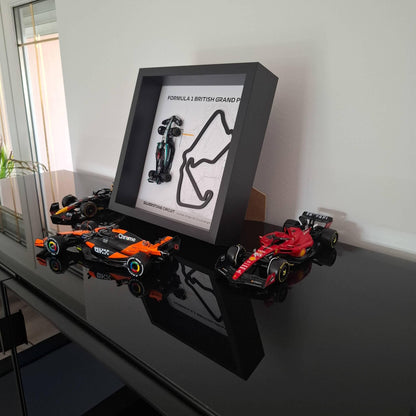 Silverstone British F1 Framed 3D Art: Plexiglass 3D Track with Formula One Car Model
