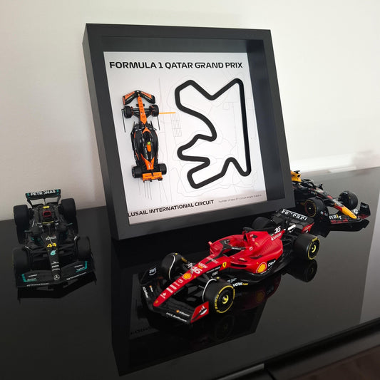 Qatar F1 Framed 3D Art: Lusail Circuit Plexiglass 3D Track with Formula One Car Model