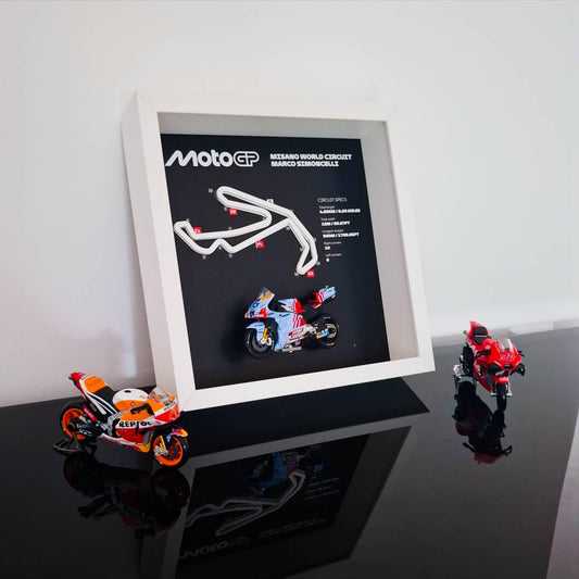 Misano Moto Circuit 3D Framed Art: Italy Racing Gift with Motorcycle Model