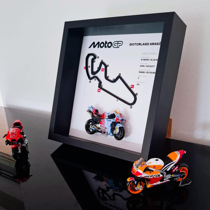 Motorland Aragón 3D Framed Track Art with Motorcycle Model