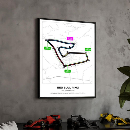 Framed Red Bull Ring F1 Poster: 2025 Circuit Map (50x70cm)