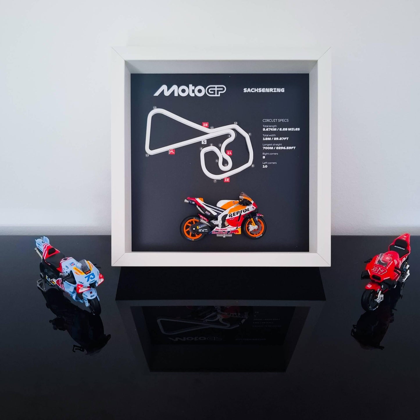 Sachsenring Moto Circuit 3D Framed Wall Art: Racing Gift